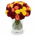 Bouquet of red, yellow and orange roses